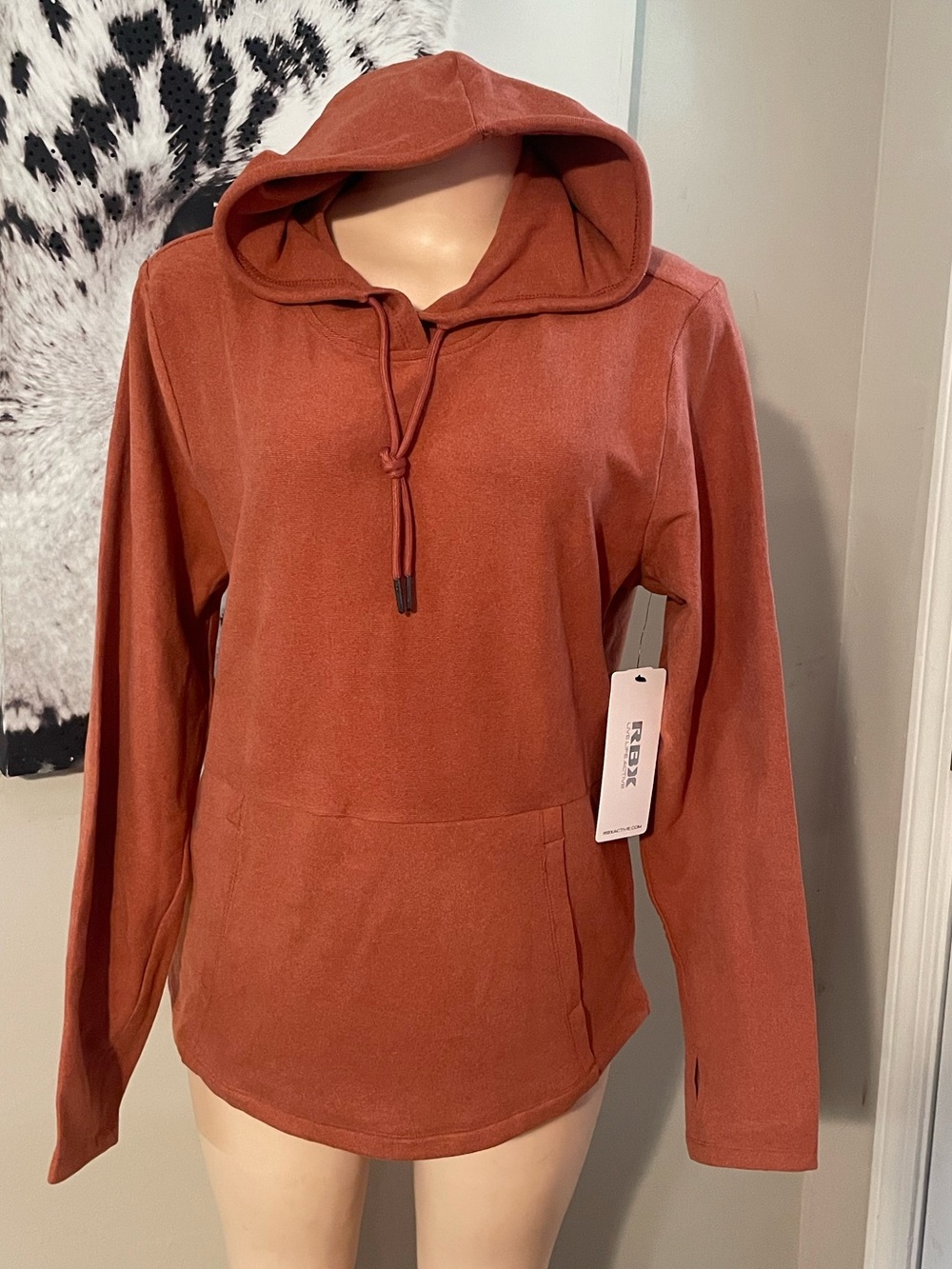 New RBX active Women’s Hooded Pullover Sweatshirt - Rust spiced apricot comfy L